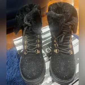 Girls Size 1 Black Rhinestone Boot